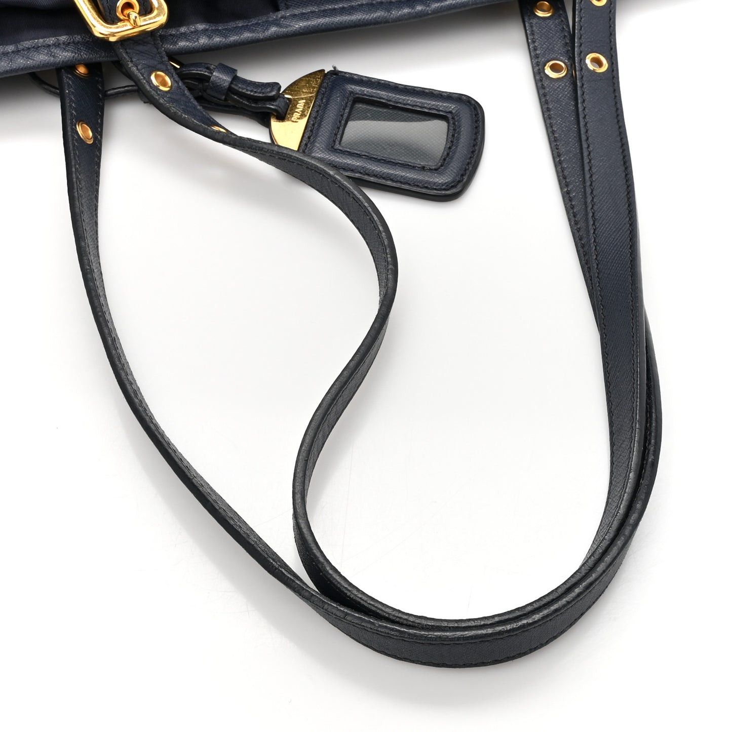 Tessuto Nylon Saffiano Metal Shopping Tote Navy