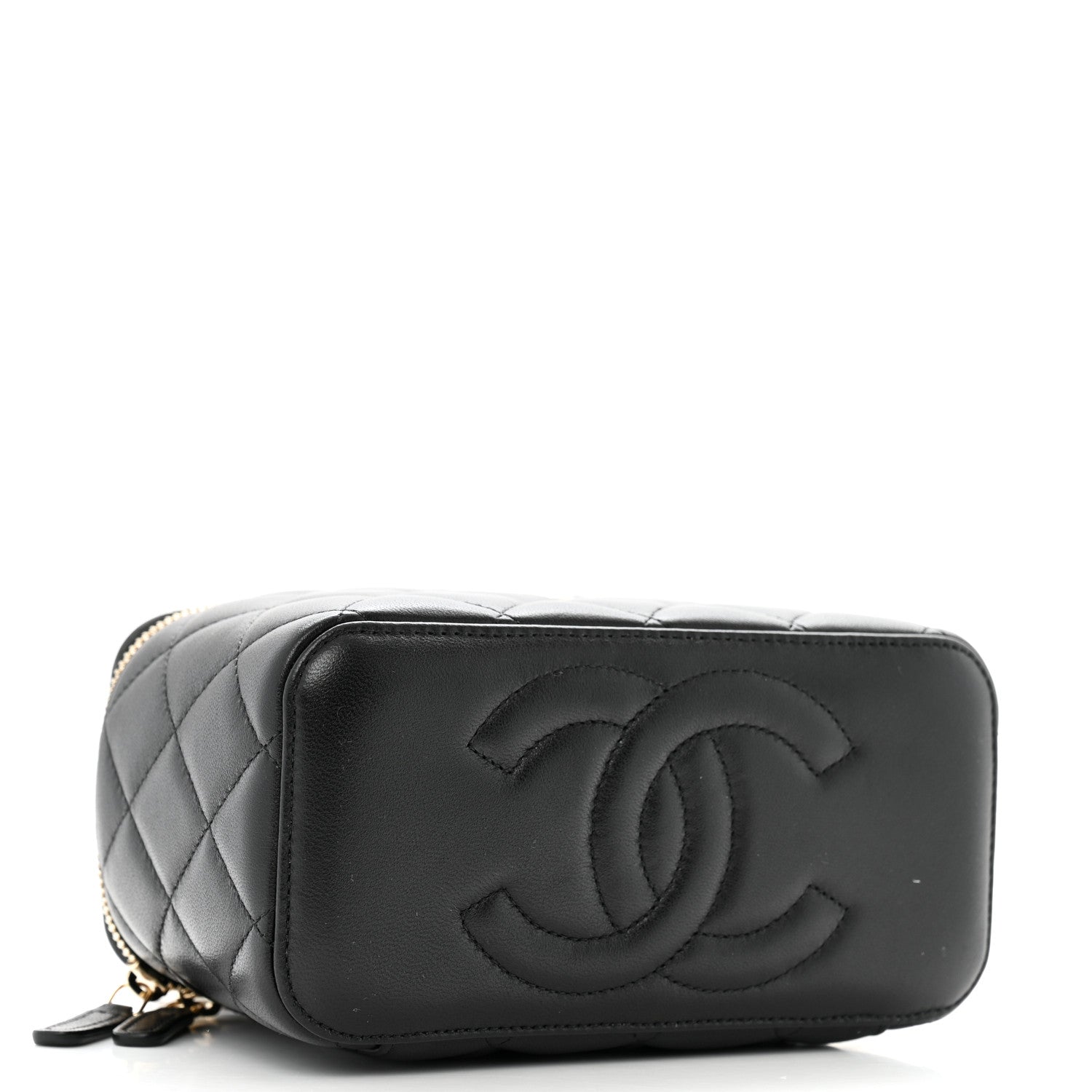 Chanel Lambskin Quilted Small Top Handle Vanity Case With Chain Black 4 of 11
