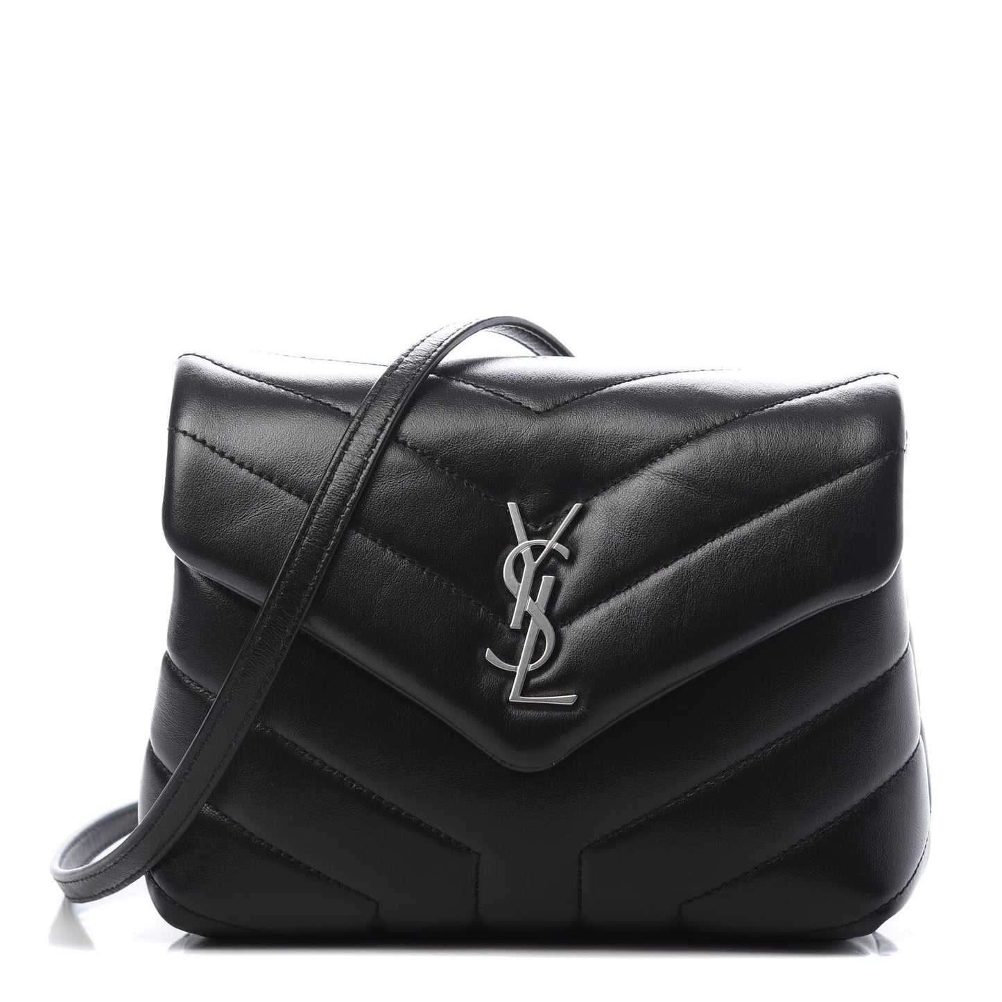 Calfskin Y Quilted Monogram Toy Loulou Crossbody Bag Black