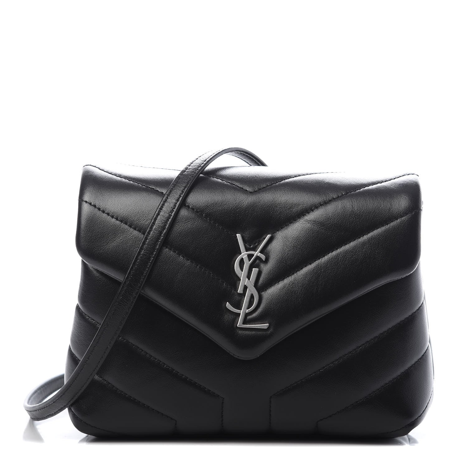 Saint Laurent Calfskin Y Quilted Monogram Toy Loulou Crossbody Bag Black 1 of 11
