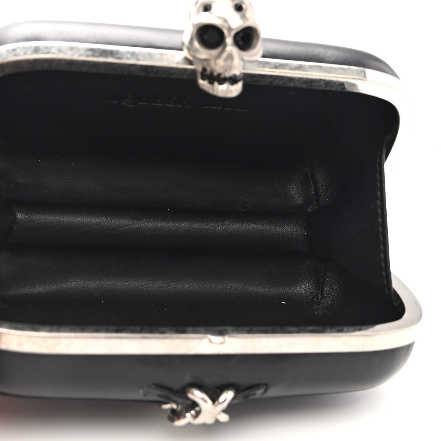 Nappa Skull Chain Box Clutch Black