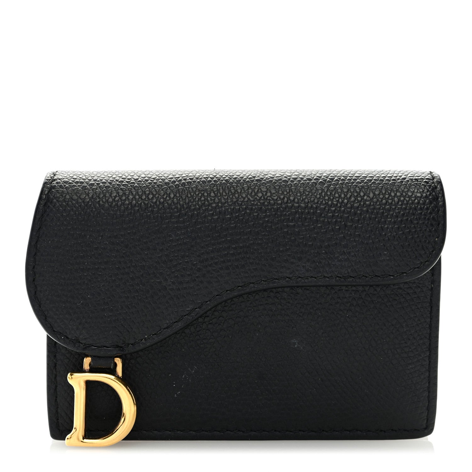 Christian Dior Grained Calfskin Saddle Card Holder Black 1 of 7