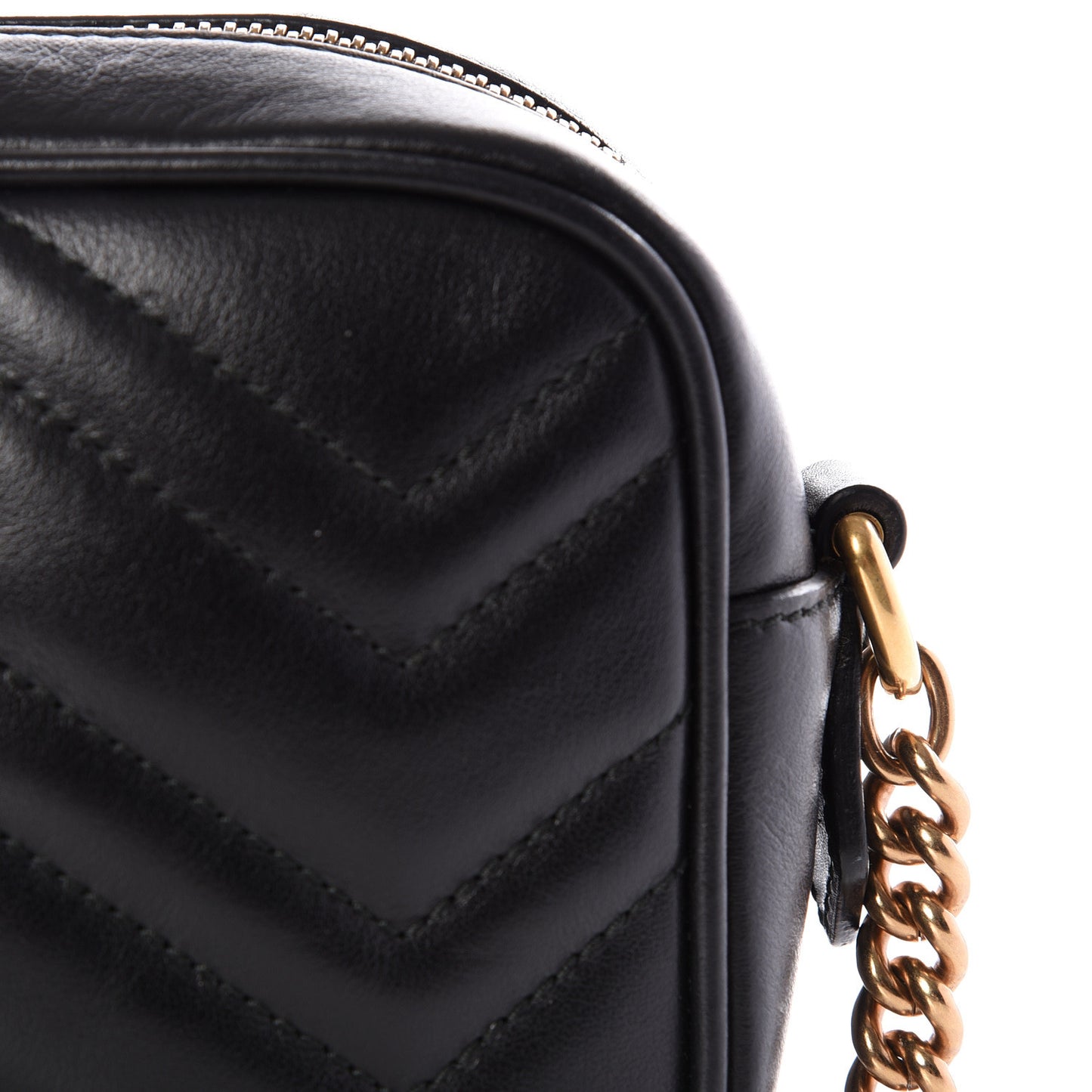 Calfskin Matelasse Mini GG Marmont Chain Shoulder Bag Black