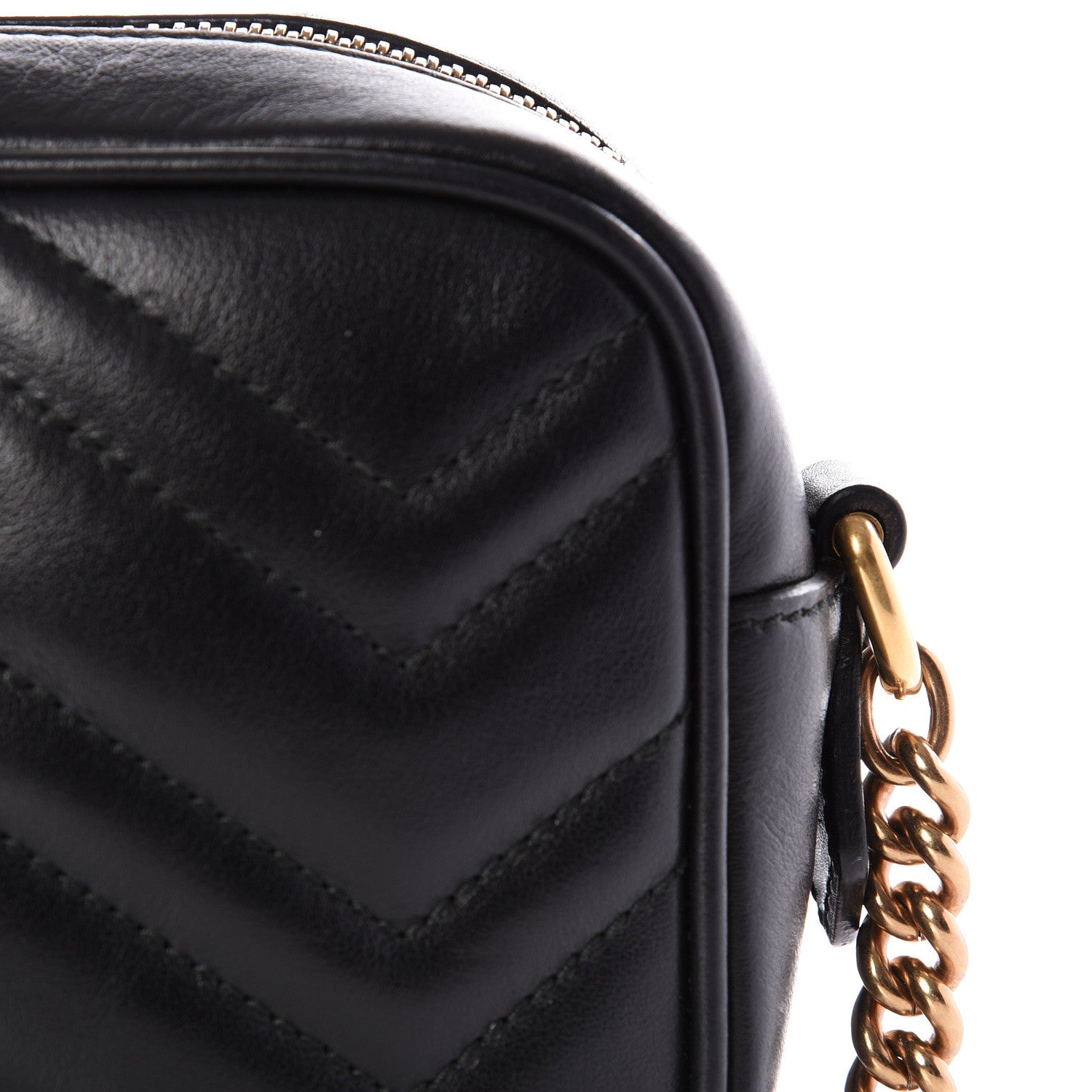 Gucci Calfskin Matelasse Mini GG Marmont Chain Shoulder Bag Black 9 of 10