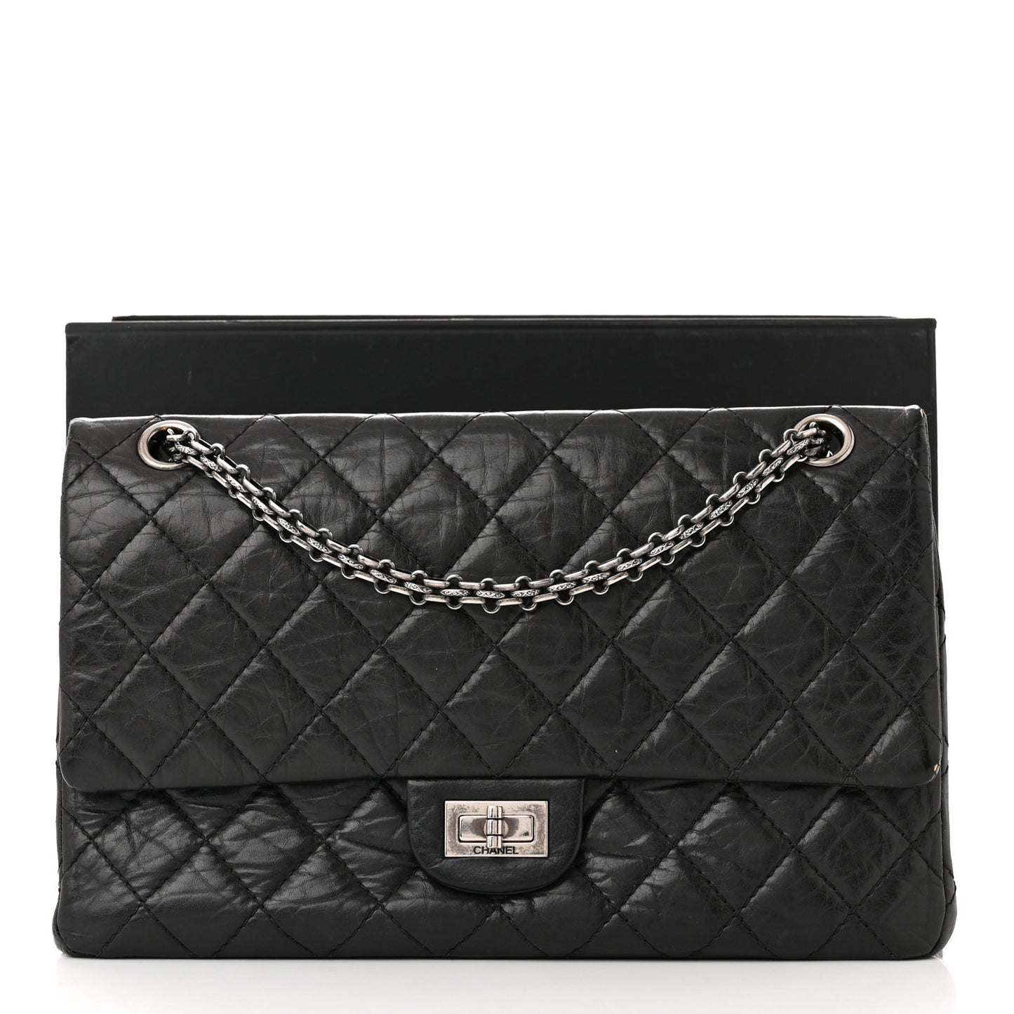 Aged Calfskin Quilted 2.55 Reissue 226 Flap Black