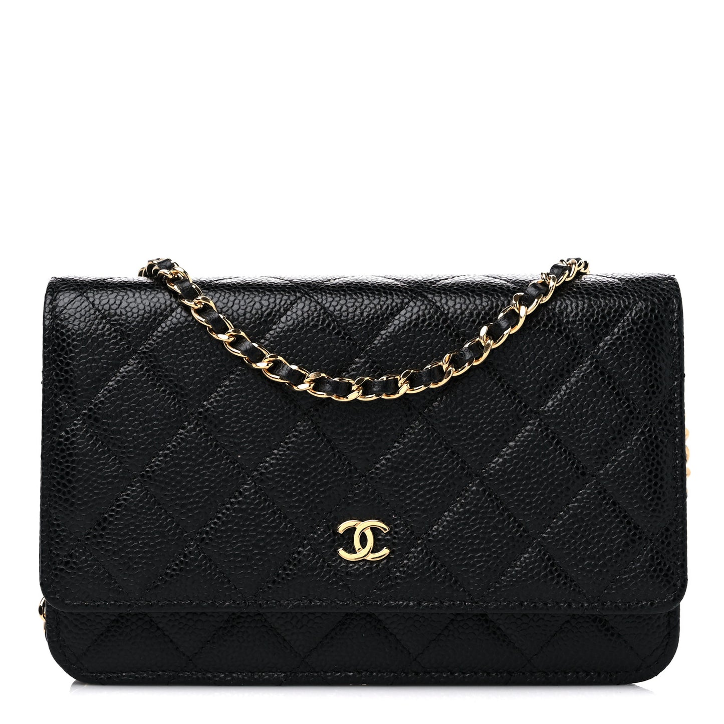 Caviar Quilted Wallet on Chain WOC Black