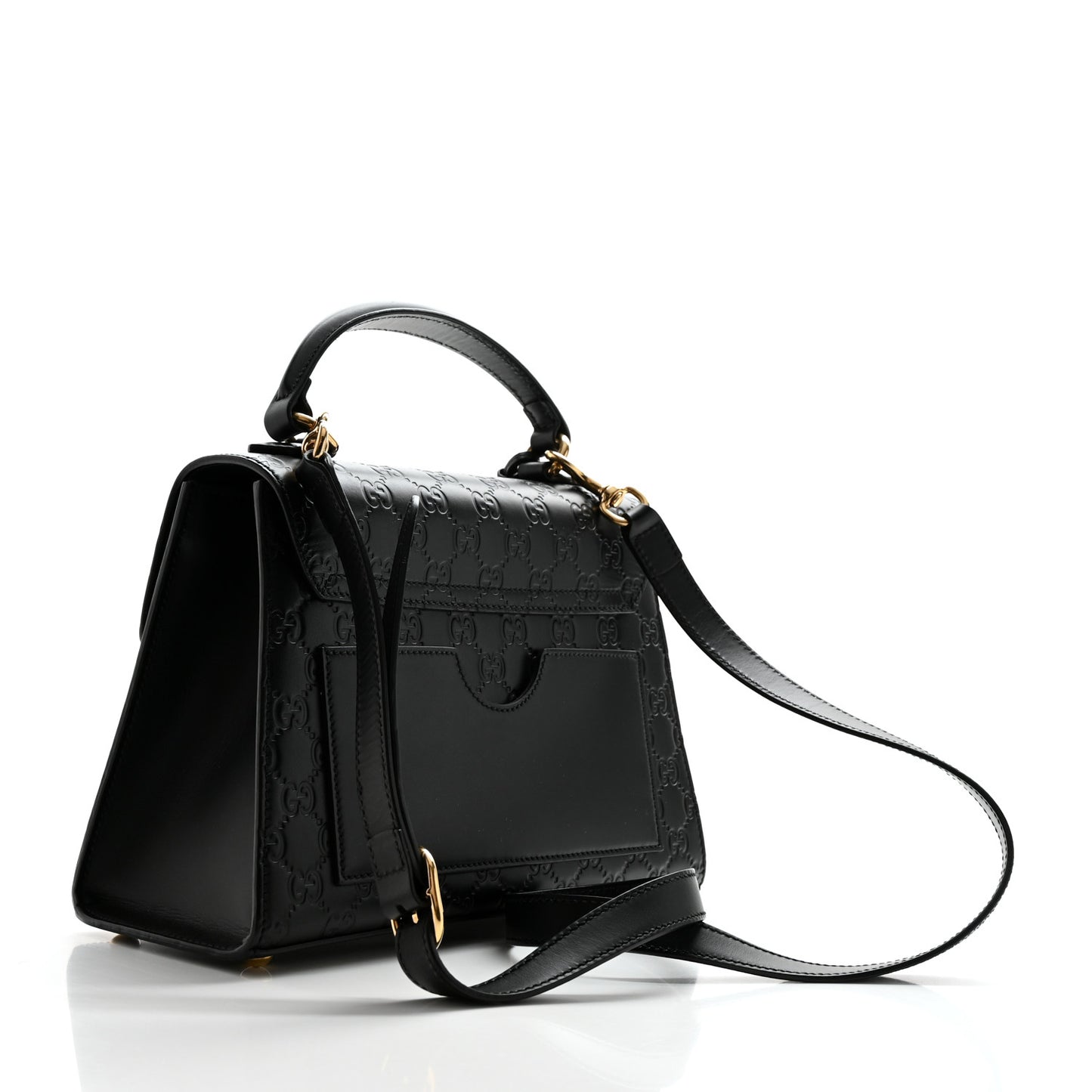 Guccissima Signature Small Padlock Top Handle Bag Black