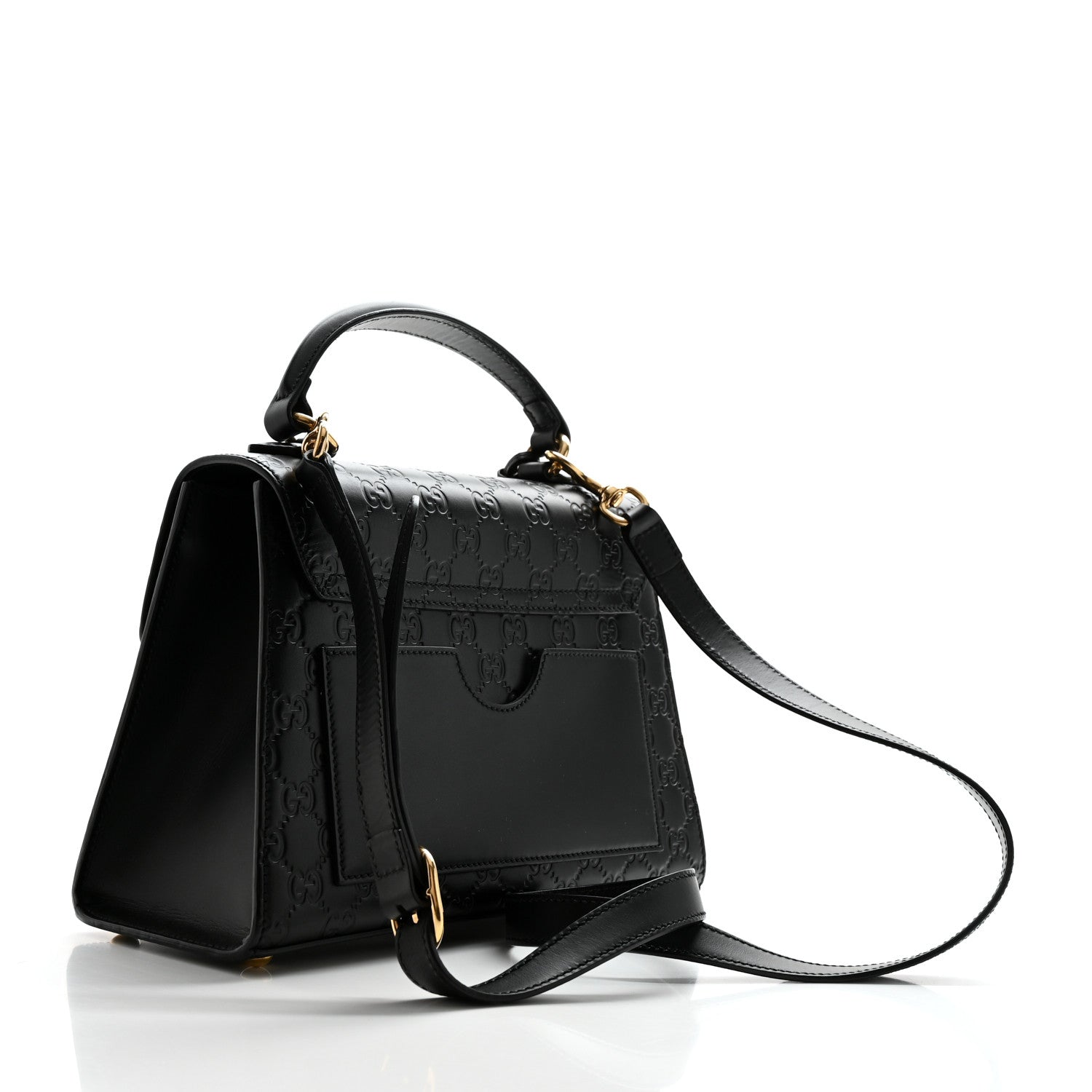 Gucci Guccissima Signature Small Padlock Top Handle Bag Black 2 of 11