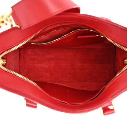 Saint Laurent Calfskin Matelasse Chevron Small Monogram Cabas Lipstick Red 5 of 14