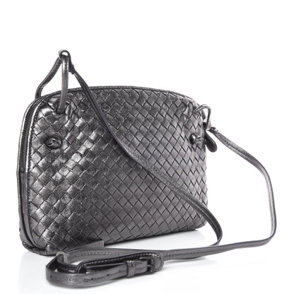 Bottega Veneta Metallic Grosgrain Intrecciato Pillow Crossbody Messenger Argento Ossidato 3 of 9
