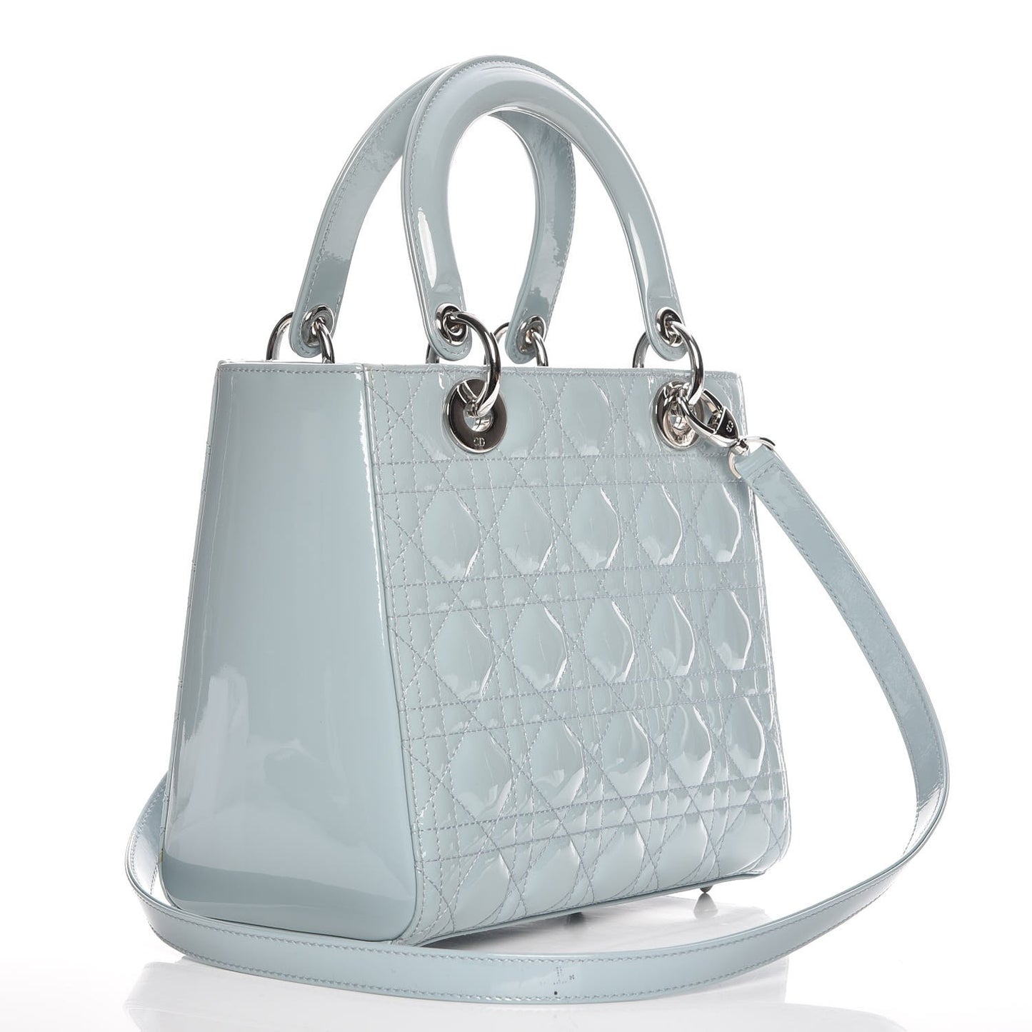 Patent Cannage Medium Lady Dior Light Blue