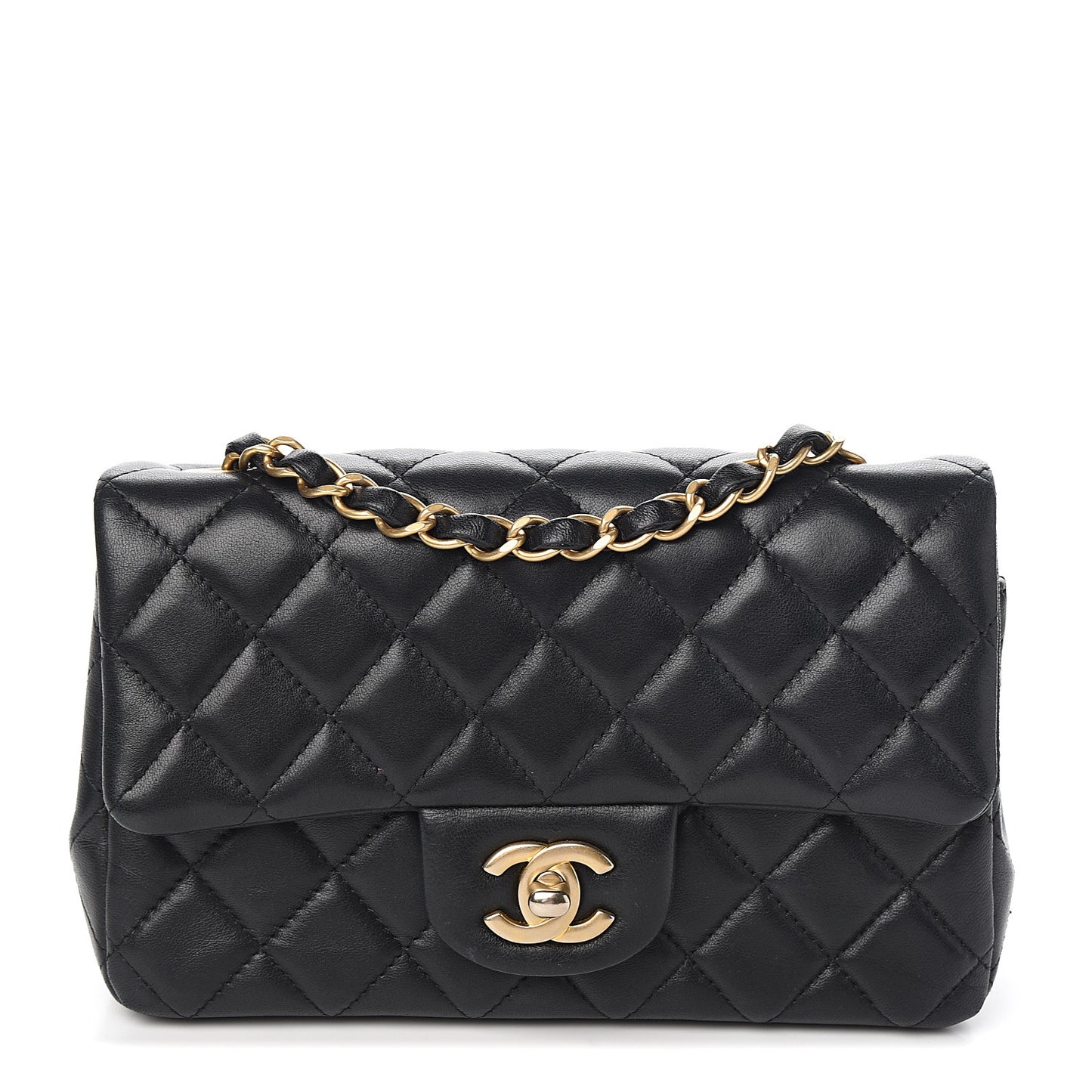 Lambskin Quilted Mini Rectangular Flap Black
