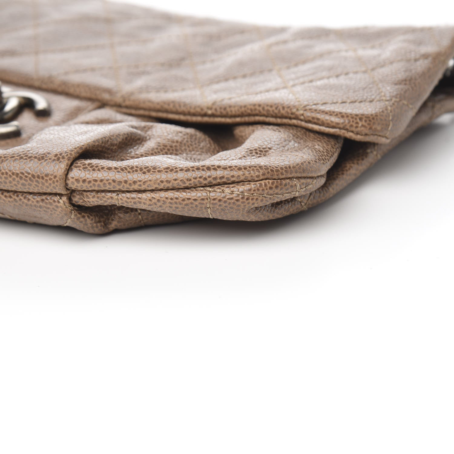Chanel Grained Calfskin Quilted Medium Elastic Flap Taupe 8 of 9