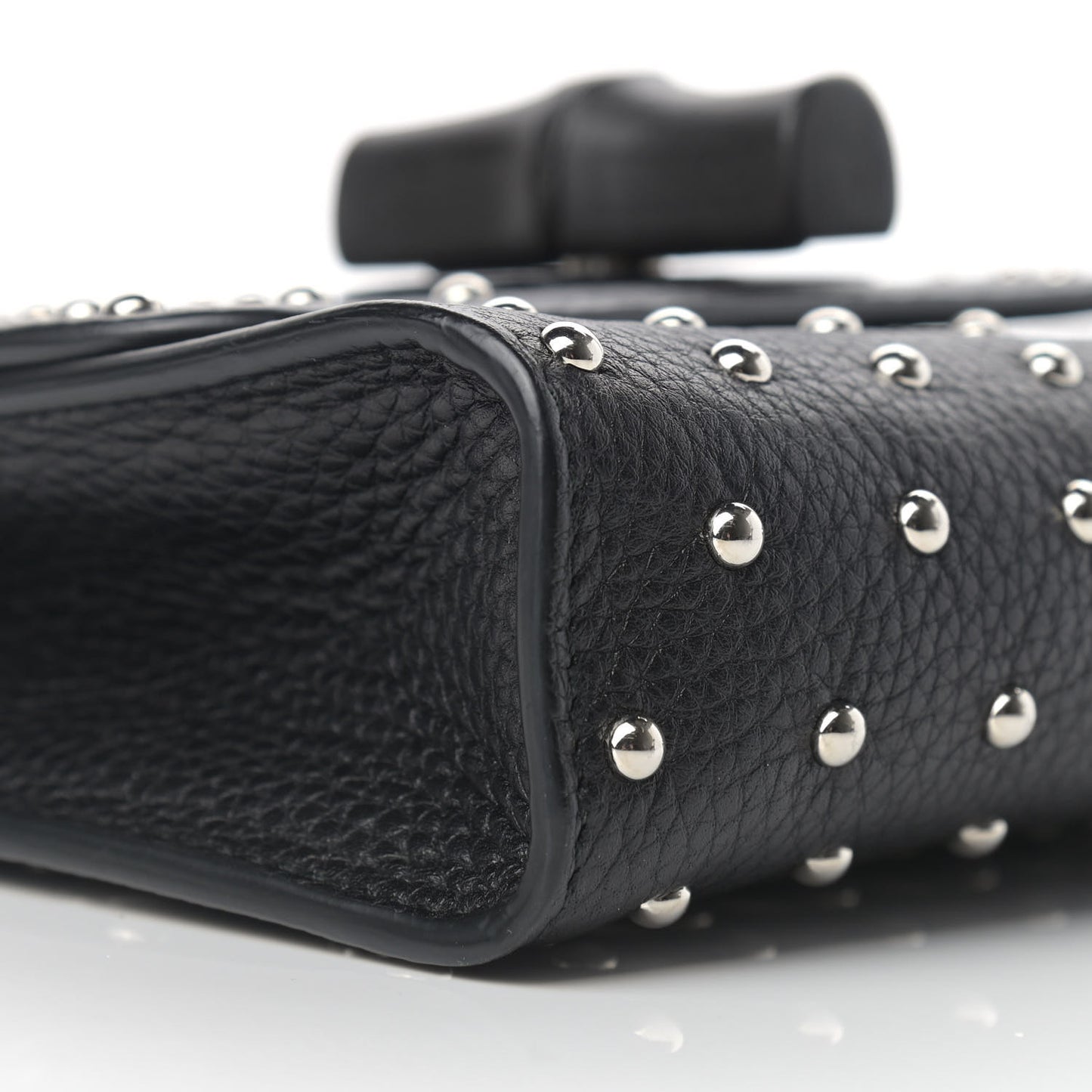 Calfskin Small Studded Miss Bamboo Shoulder Bag Black
