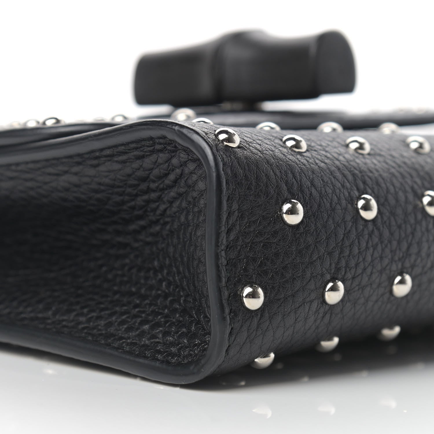 Gucci Calfskin Small Studded Miss Bamboo Shoulder Bag Black 8 of 12