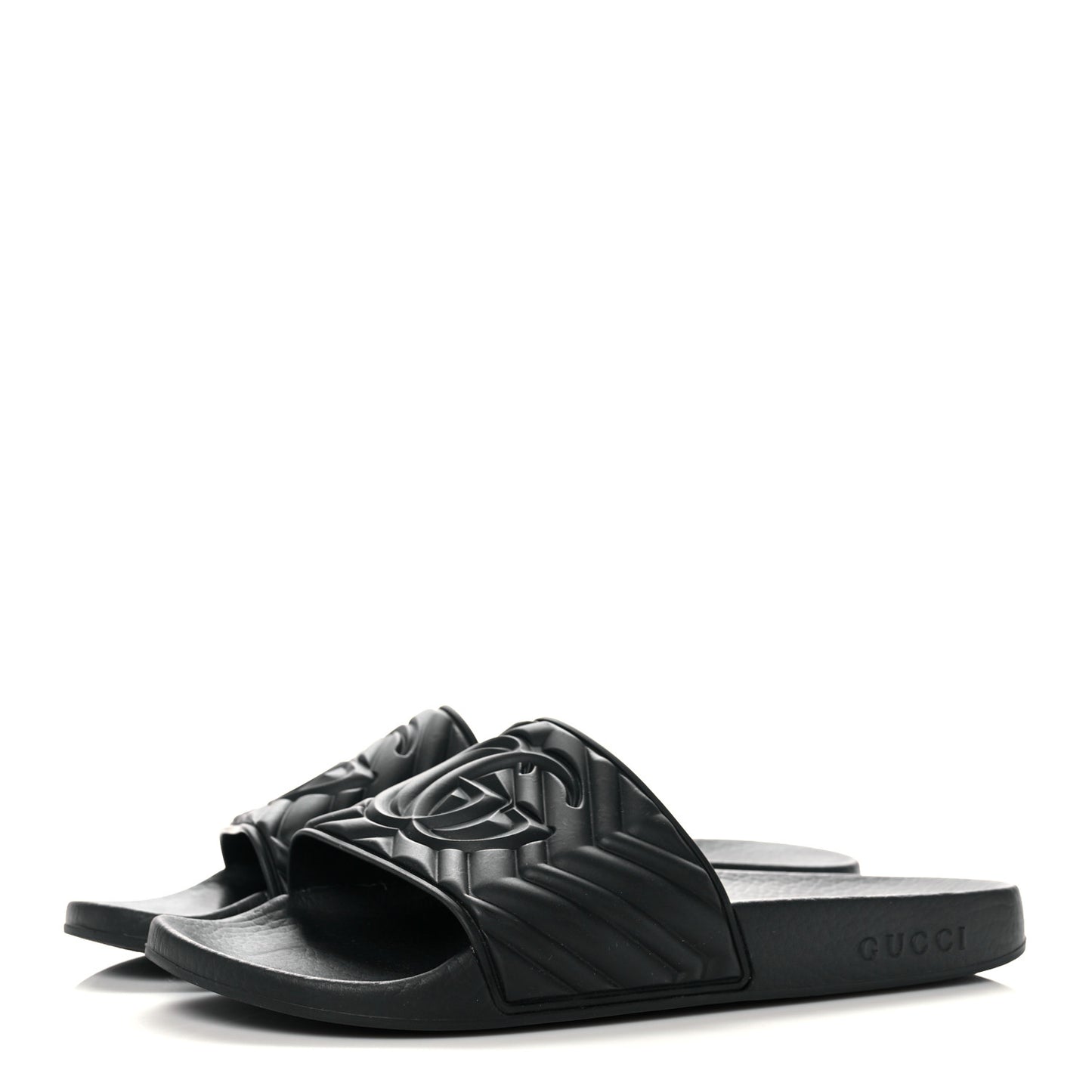 Rubber Matelasse Womens Slide Sandals 41 Black