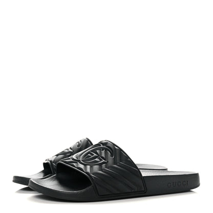 Gucci Rubber Matelasse Womens Slide Sandals 41 Black 3 of 9