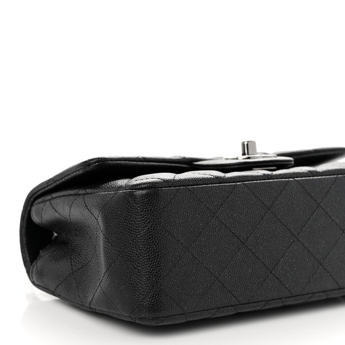 Iridescent Caviar Quilted Mini Rectangular Flap Black