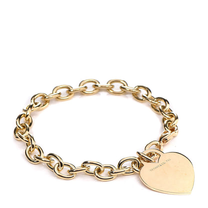 Tiffany 18K Yellow Gold Heart Tag Charm Bracelet 1 of 5