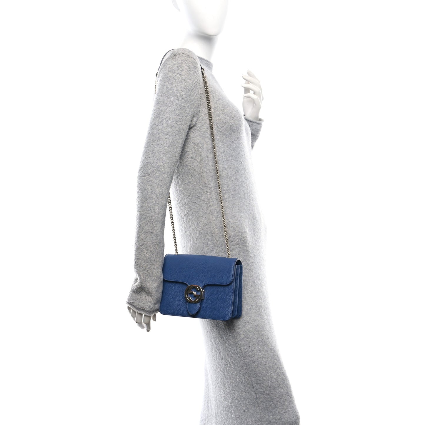 Dollar Calfskin Small Interlocking G Shoulder Bag Caspian