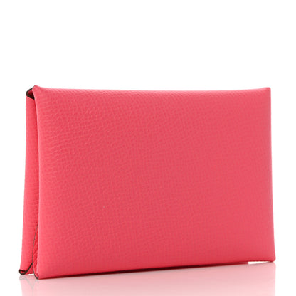 Hermes Epsom Calvi Duo Card Case Rose Azalee 3 of 7