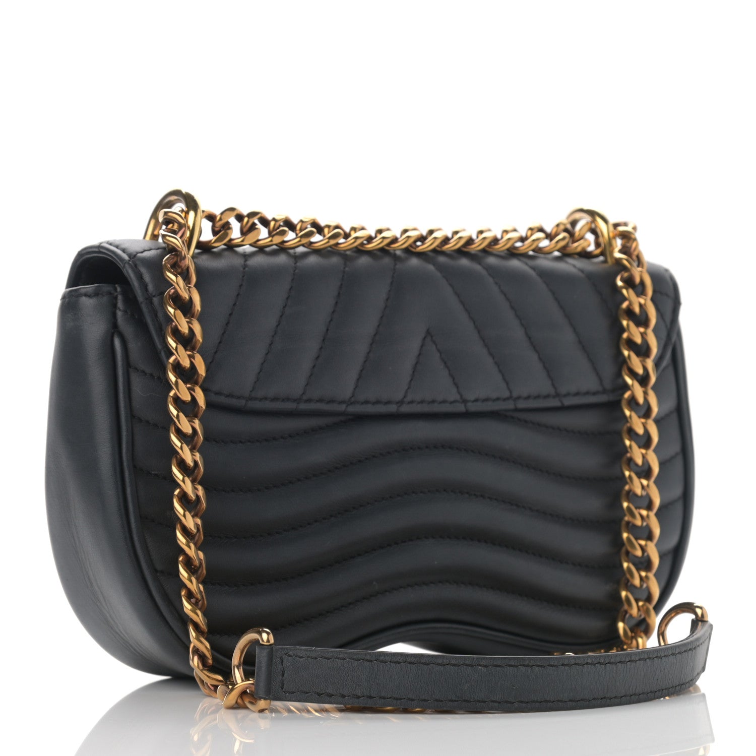 Louis Vuitton Calfskin New Wave Chain MM Black 3 of 13