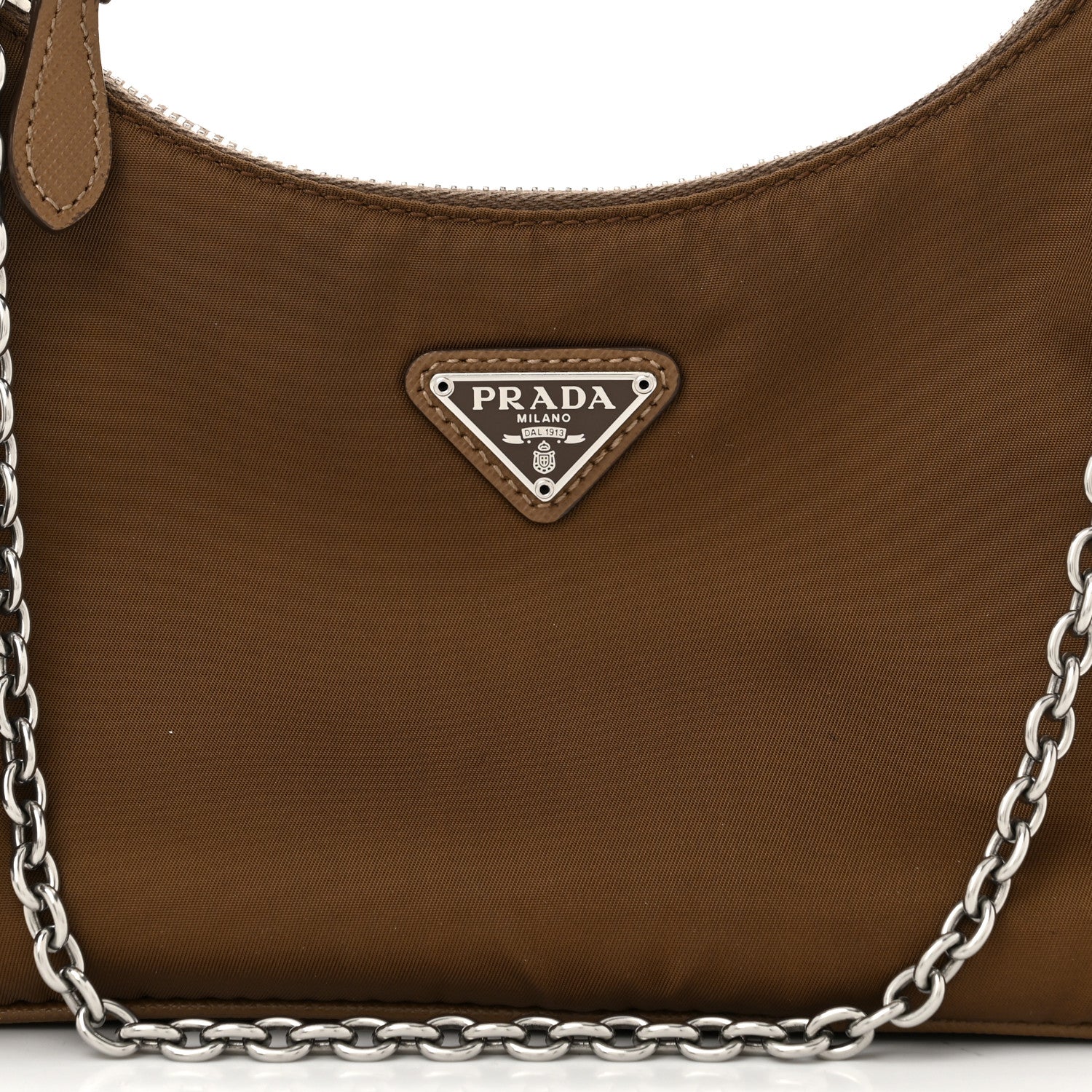 Prada Tessuto Nylon Saffiano Re-Edition 2005 Shoulder Bag Cacao 9 of 12