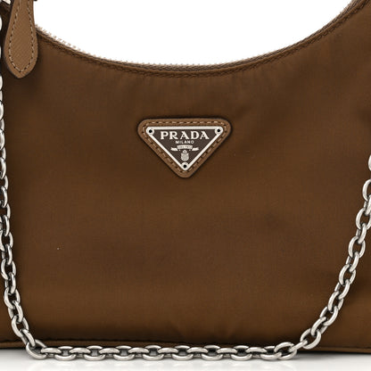 Prada Tessuto Nylon Saffiano Re-Edition 2005 Shoulder Bag Cacao 9 of 12