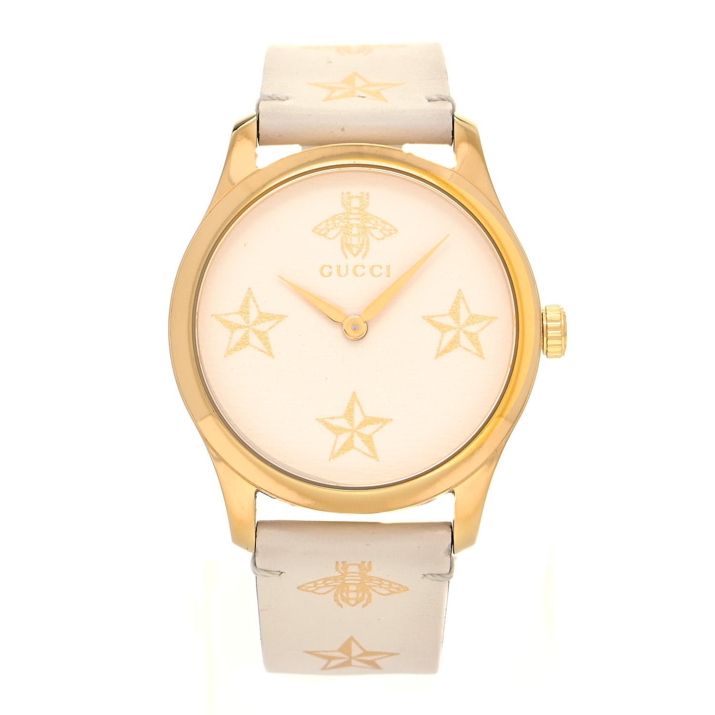 Stainless Steel Calfskin 38mm G-Timeless Bee Star Quartz Watch White
