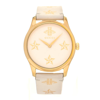 Gucci Stainless Steel Calfskin 38mm G-Timeless Bee Star Quartz Watch White 1 of 4