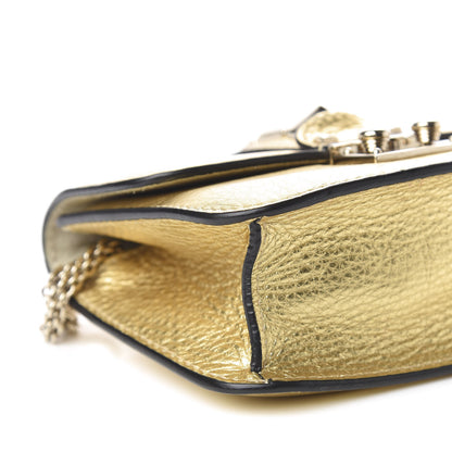 Valentino Garavani Metallic Vitello Small Glam Lock Rockstud Flap Gold 7 of 15