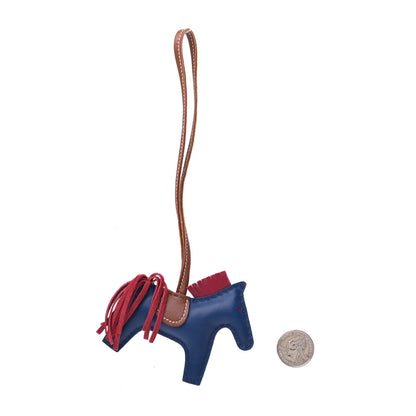 Hermes Milo Lambskin Grigri Rodeo Horse Bag Charm PM Bleu de Malte Rubis Fauve 2 of 6