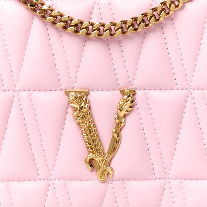 Versace Nappa Quilted Virtus Shoulder Bag Pink 8 of 11