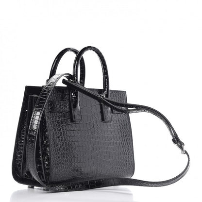Saint Laurent Calfskin Crocodile Embossed Nano Sac De Jour Black 3 of 8