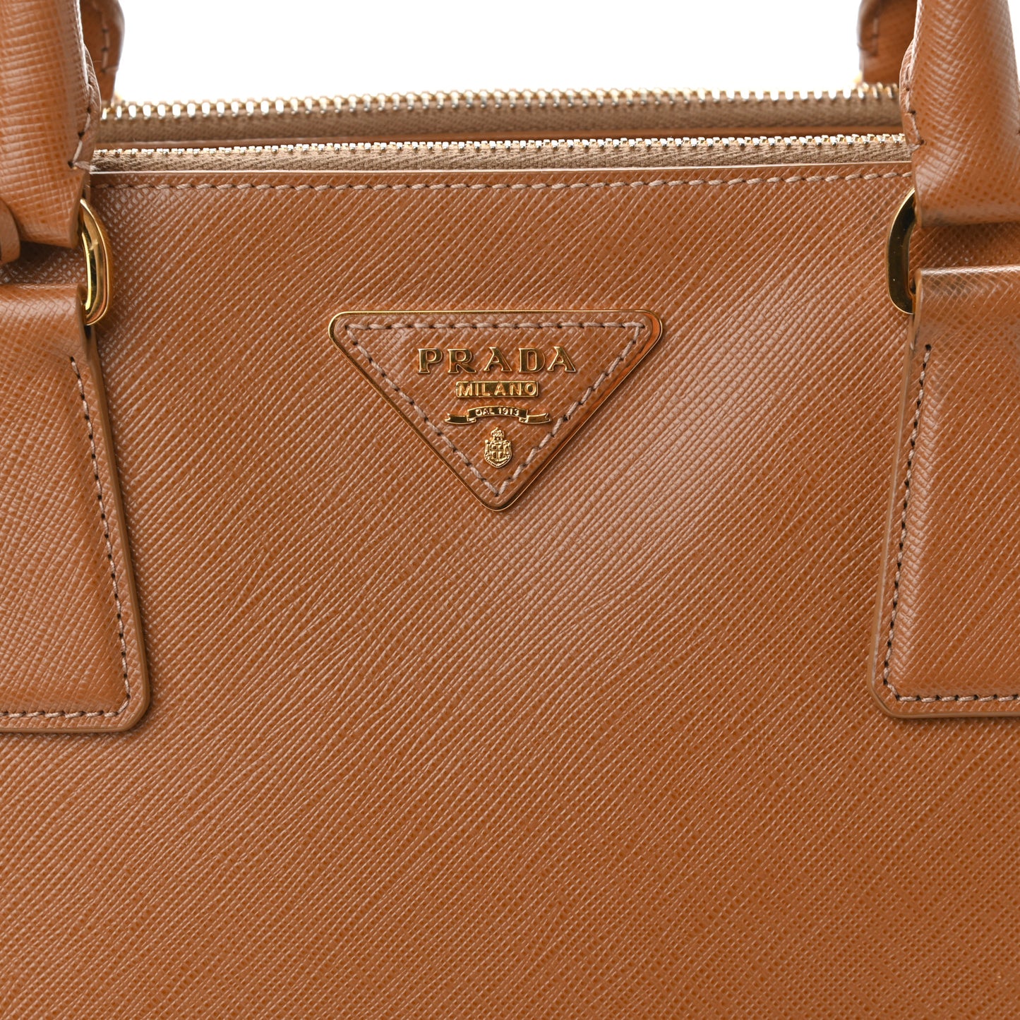 Saffiano Medium Galleria Double Zip Tote Caramel
