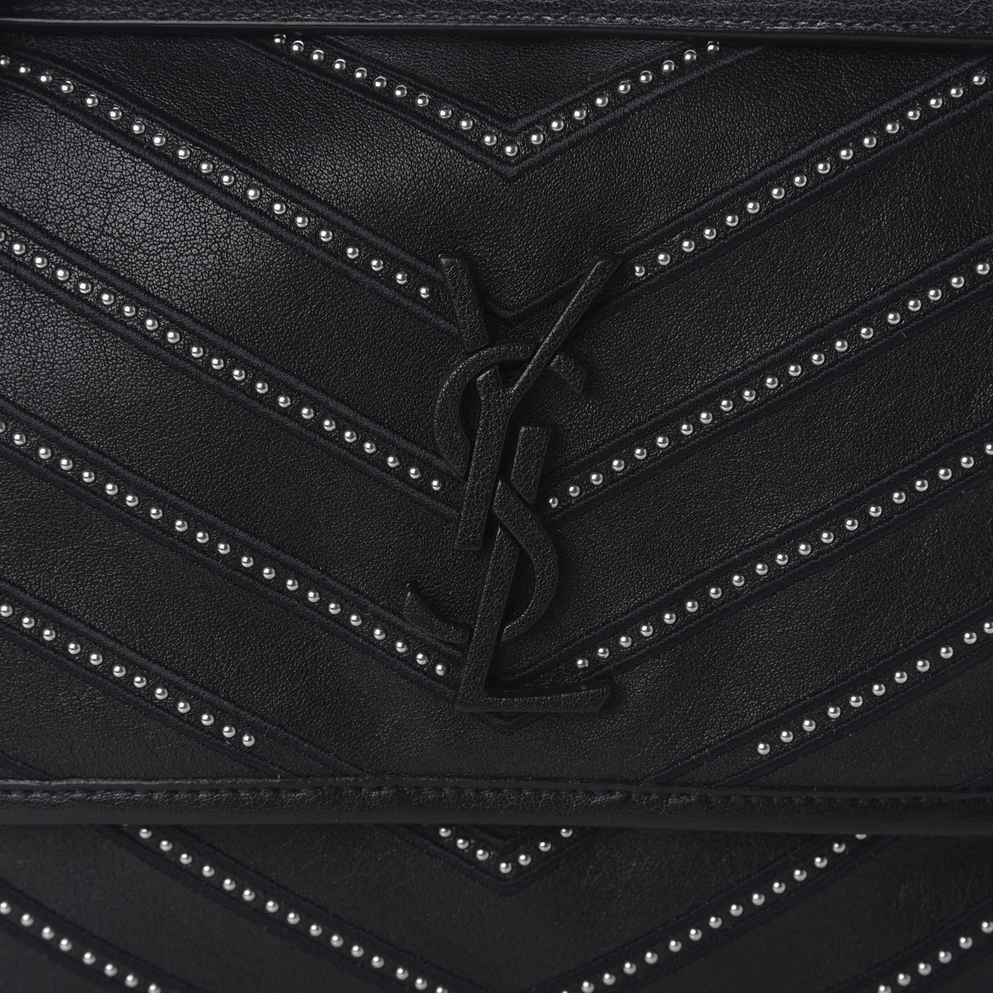 Calfskin Matelasse Monogram Microstud Medium Niki Chain Satchel Black