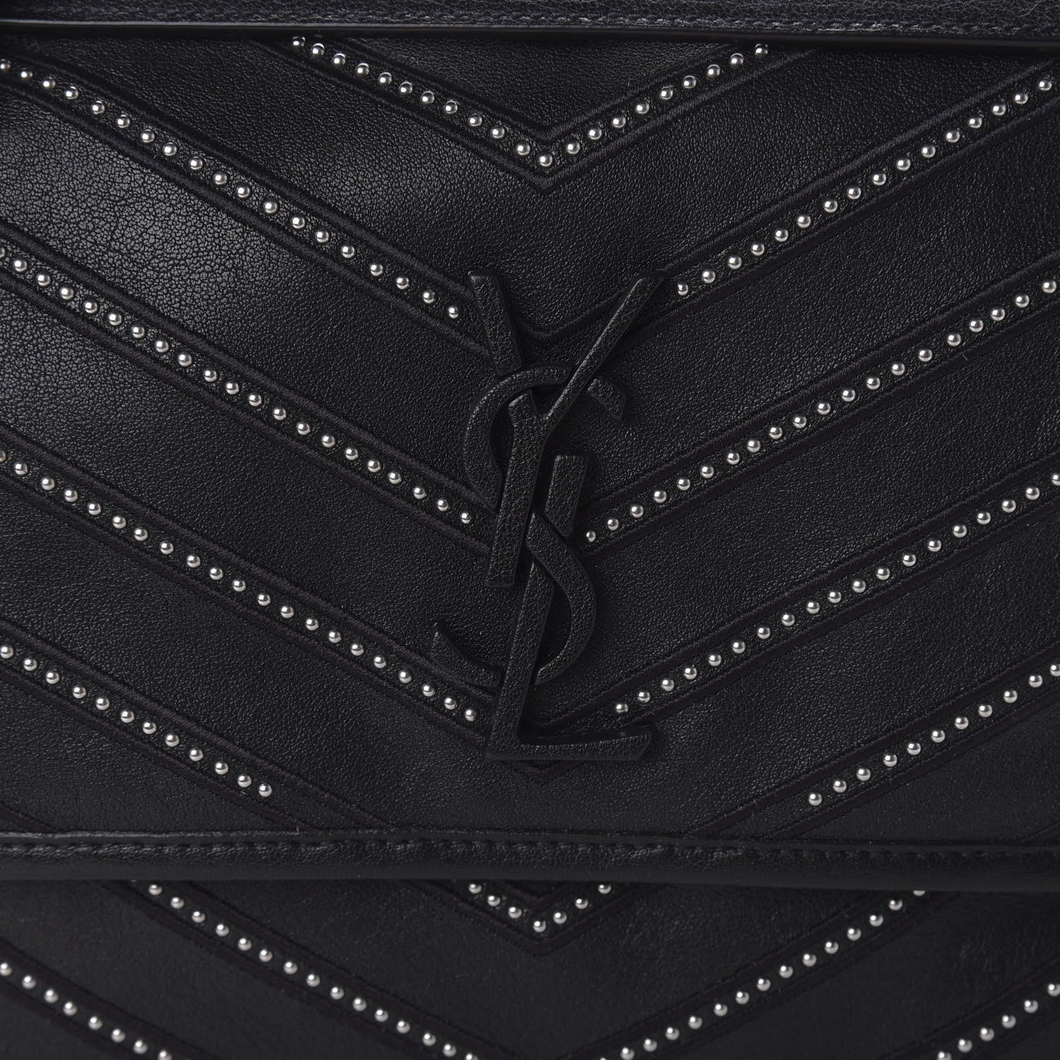 Saint Laurent Calfskin Matelasse Monogram Microstud Medium Niki Chain Satchel Black 9 of 9