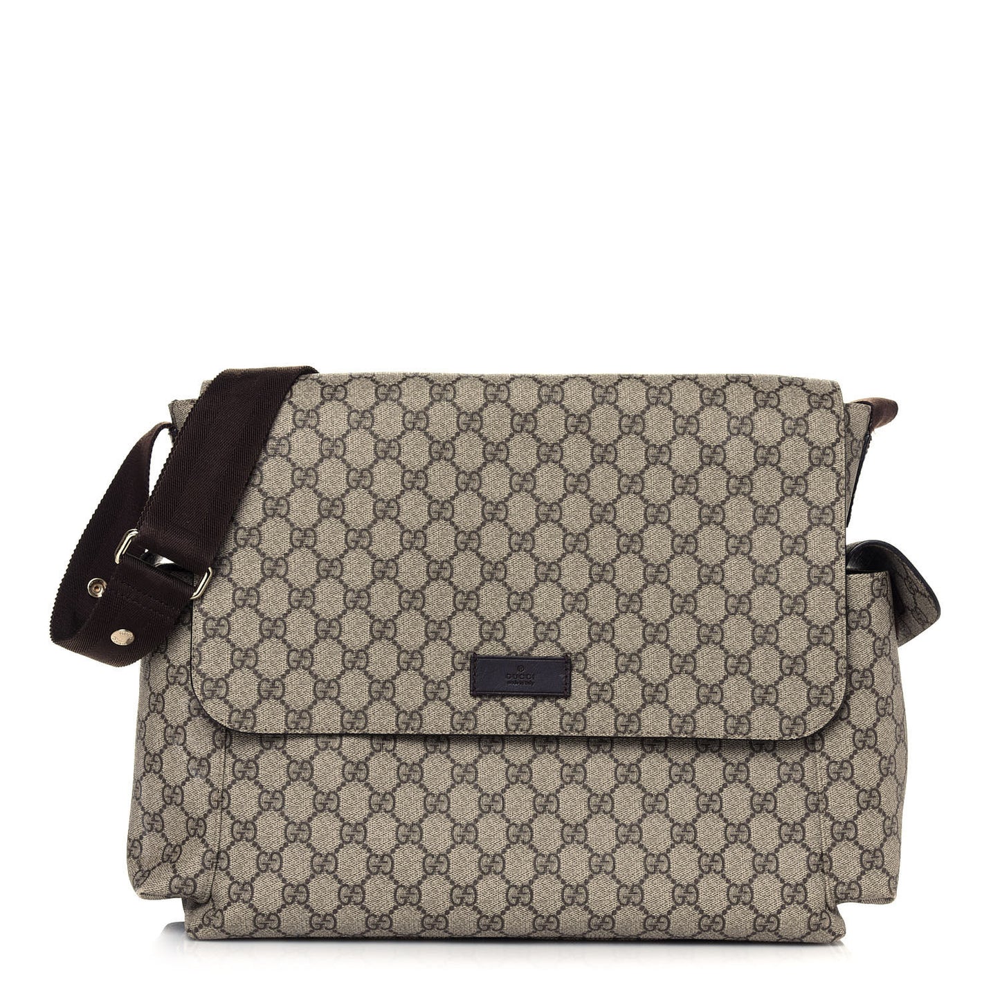 GG Plus Monogram Messenger Diaper Bag Dark Brown