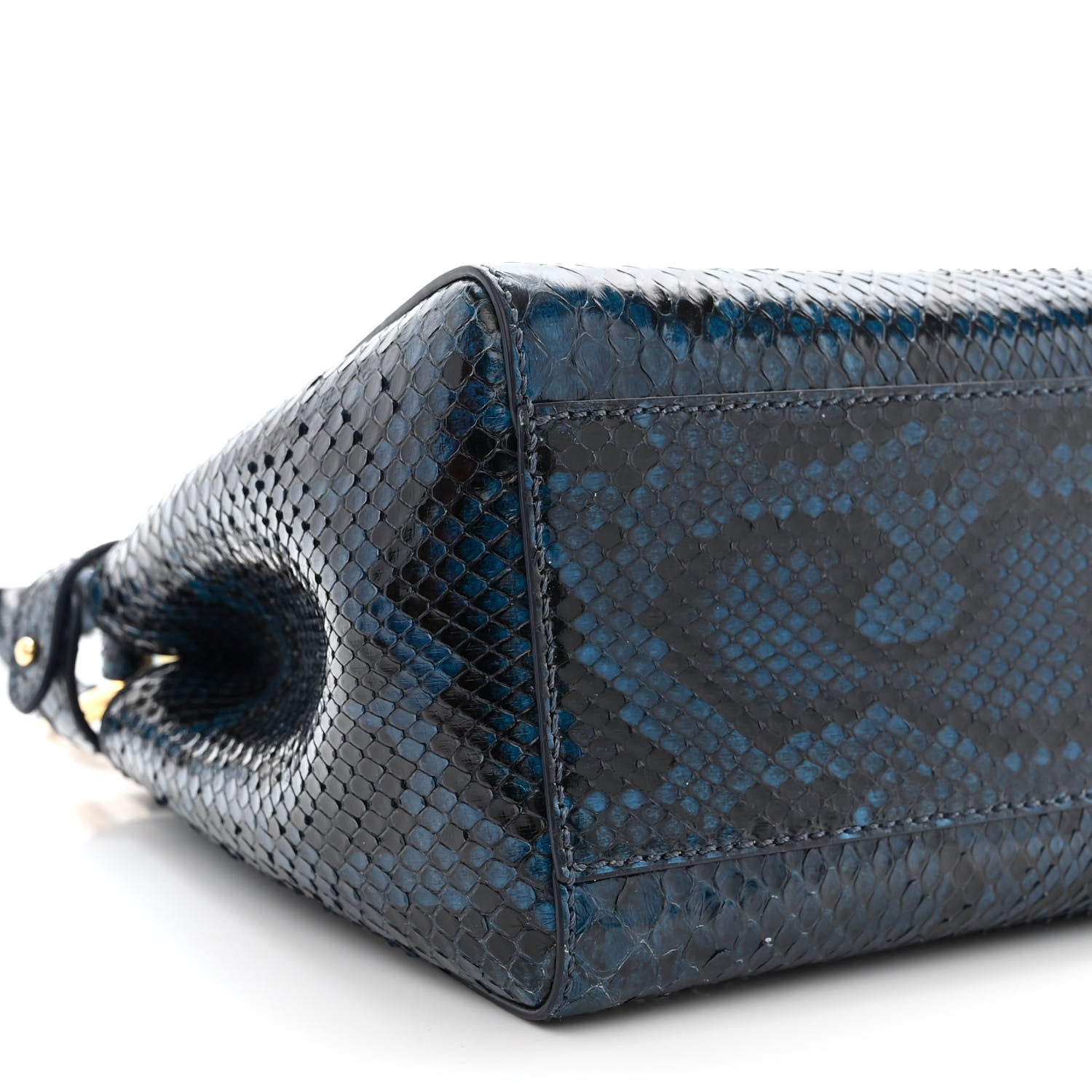 Fendi Python Shiny Nappa Mini Peekaboo Iconic Satchel Blue Jeans 10 of 14