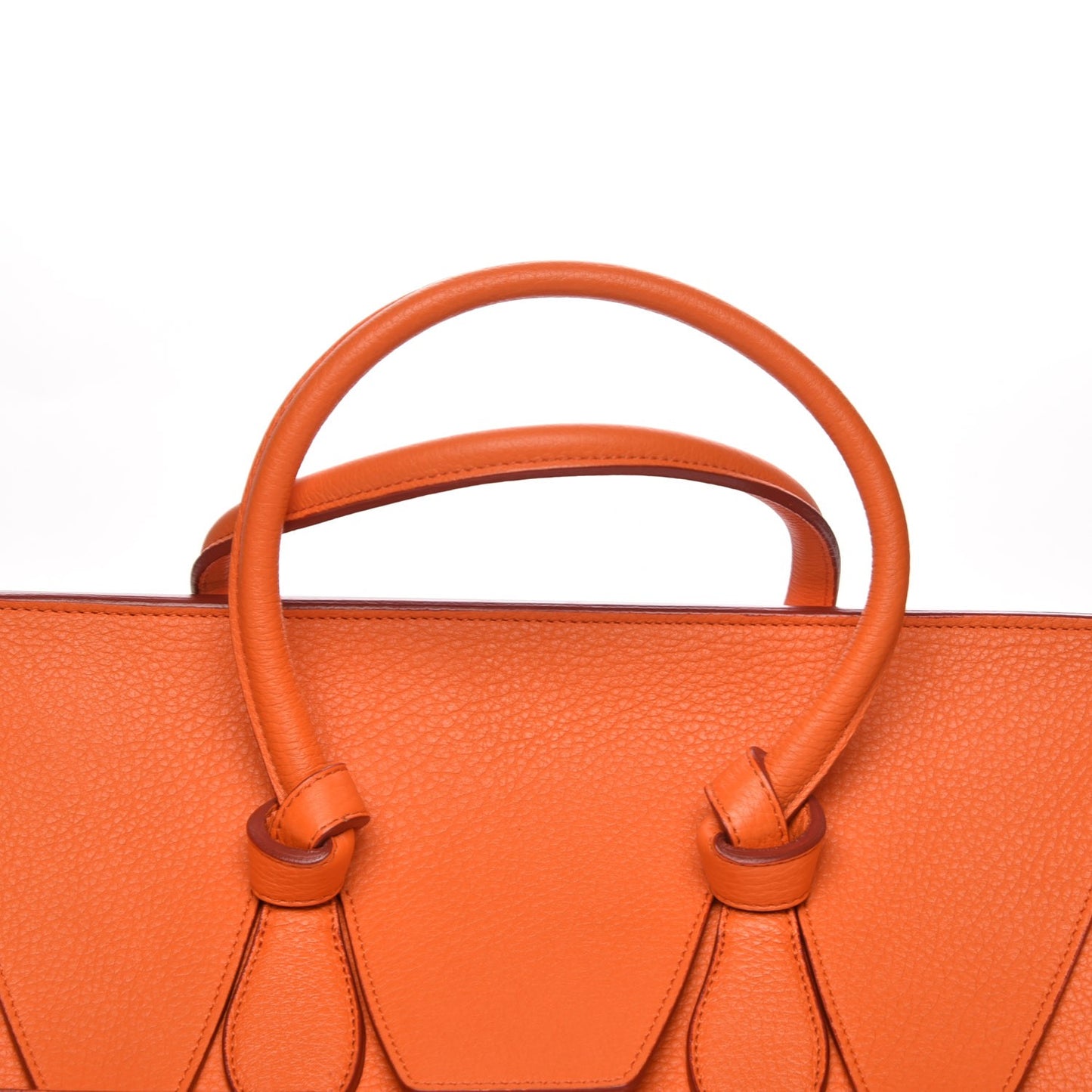 Crisped Calfskin Small Tie Knot Tote Bright Orange
