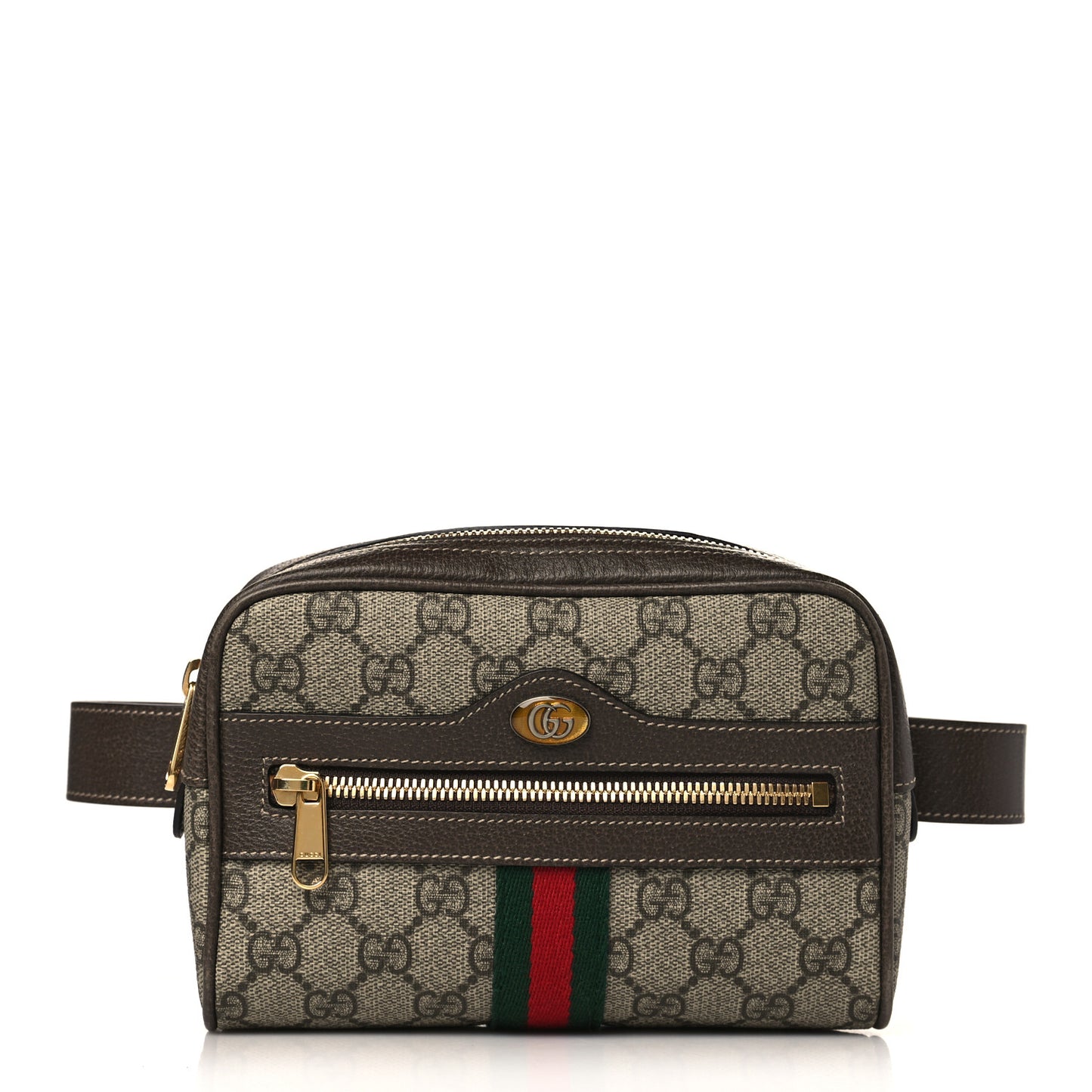GG Supreme Monogram Web Small Ophidia Belt Bag 85 34 Dark Brown
