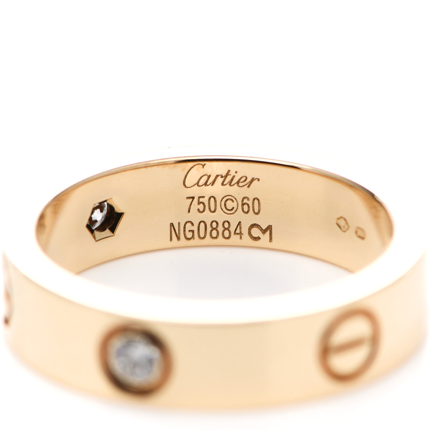 18K Yellow Gold 3 Diamond 5.5mm LOVE Ring 60 9