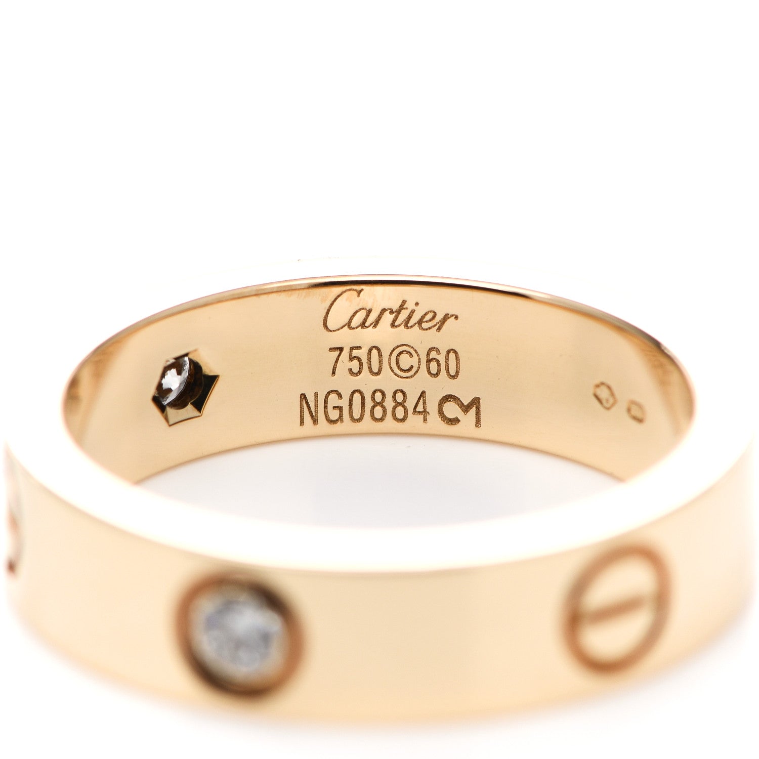 Cartier 18K Yellow Gold 3 Diamond 5.5mm LOVE Ring 60 9 4 of 6