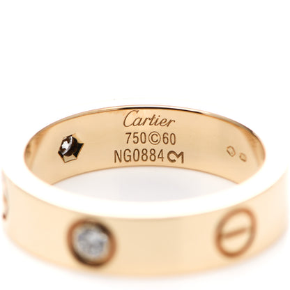Cartier 18K Yellow Gold 3 Diamond 5.5mm LOVE Ring 60 9 4 of 6