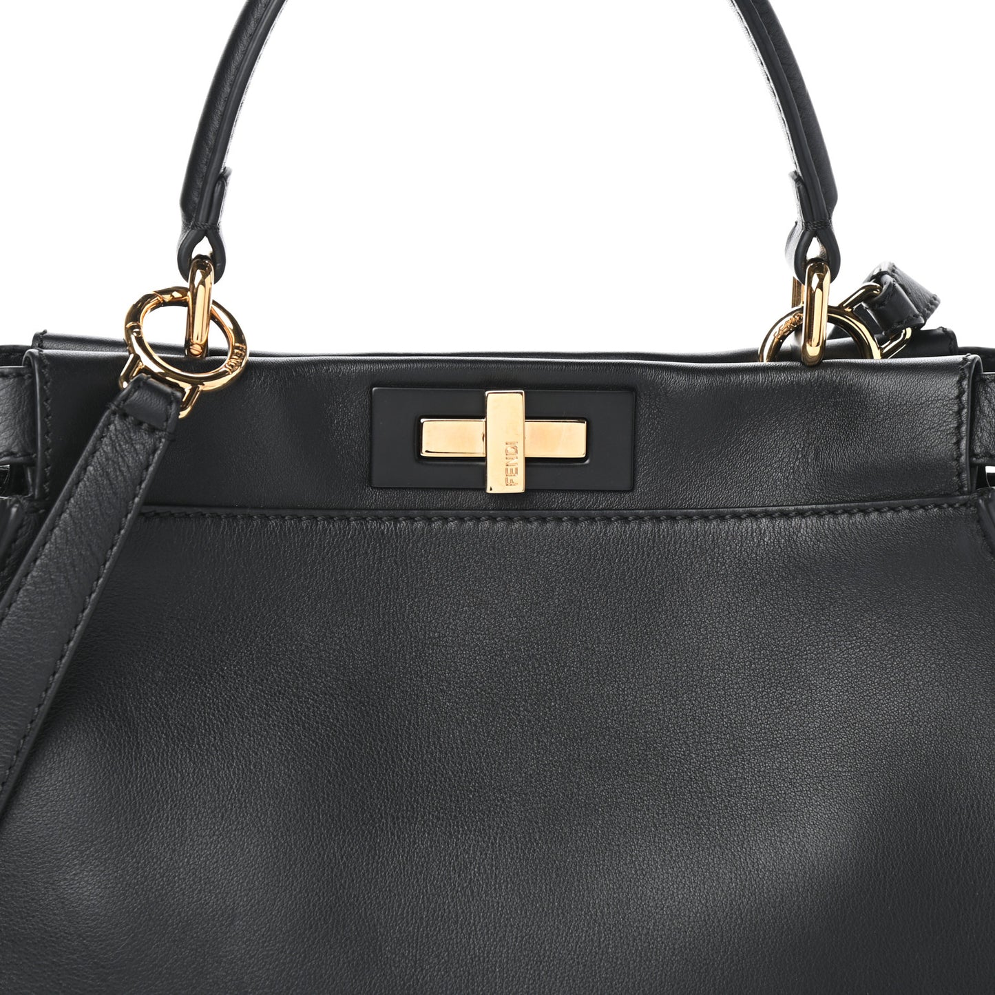 Vitello Seta Shiny Nappa Medium Peekaboo Iconic Satchel Black