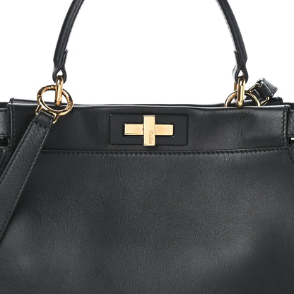 Fendi Vitello Seta Shiny Nappa Medium Peekaboo Iconic Satchel Black 8 of 10