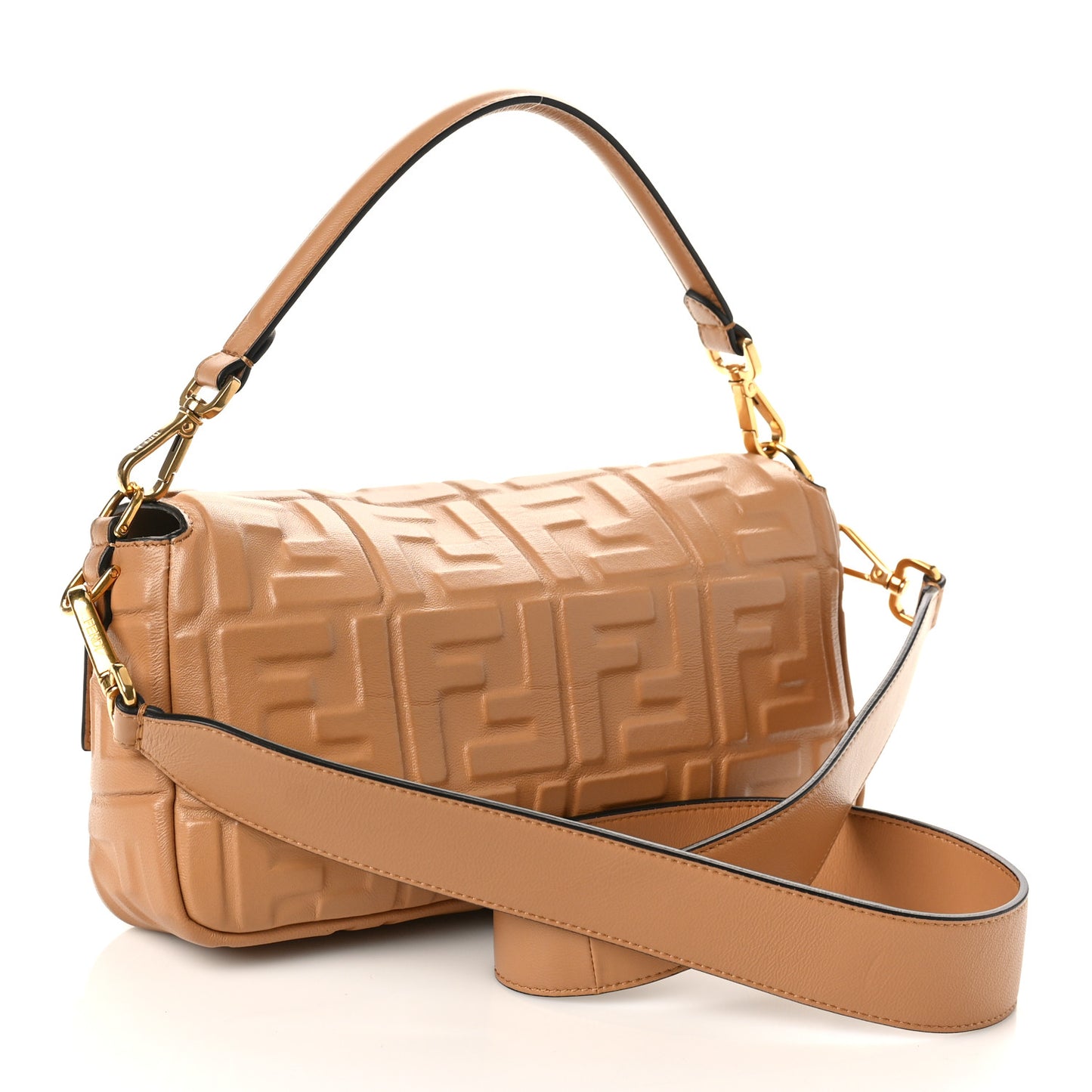 Nappa FF 1974 Embossed Baguette Miele Scuro