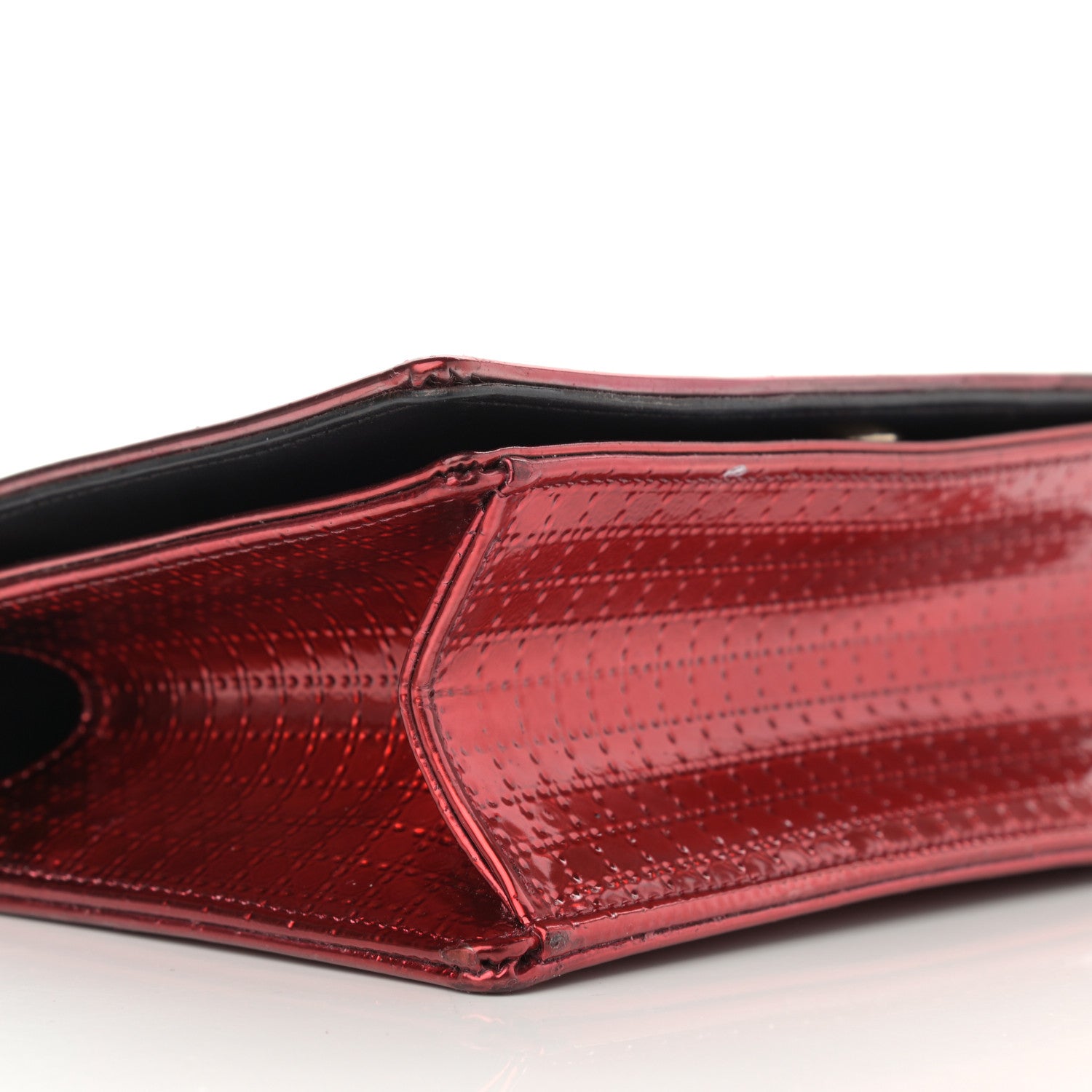 Christian Dior Metallic Patent Micro-Cannage Small Diorama Flap Bag Red 5 of 13