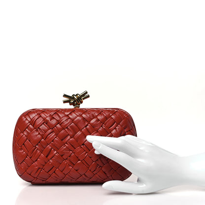 Bottega Veneta Paper Calfskin Intrecciato Knot Clutch Syrup 2 of 7