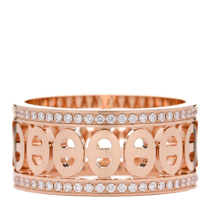 Hermes 18K Rose Gold Diamond PM Chaine d'Ancre Divine Ring 55 7.25 1 of 4